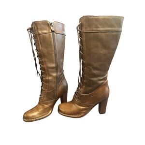 Frye Vintage Villagerlace Leather Lace Up Boots, size 5.5 M